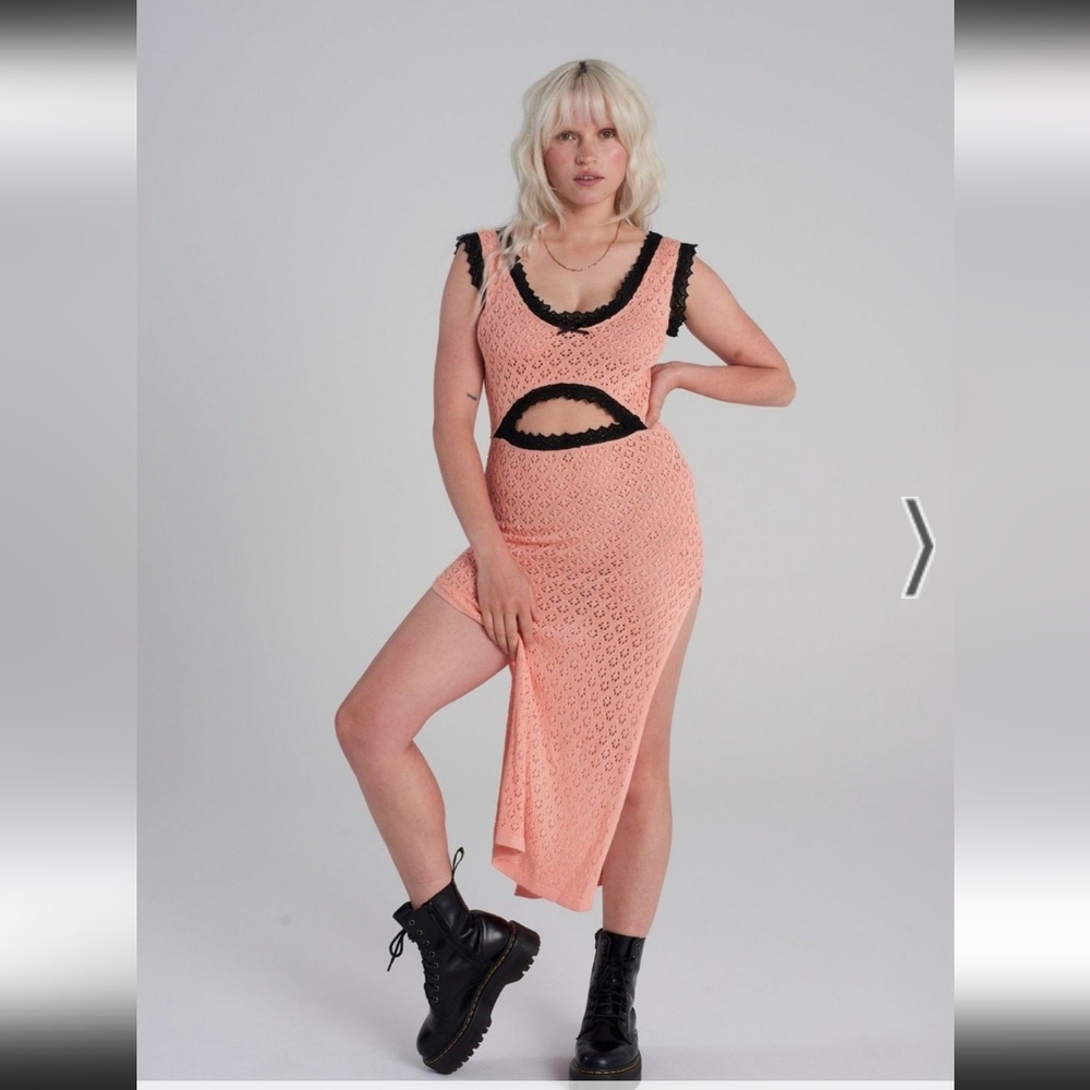 Dolls Kill Peach and Black Maxi Dress